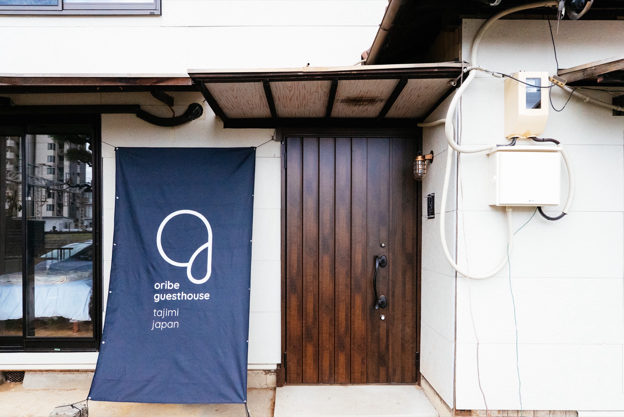 Entrance with noren at oribe guesthouse